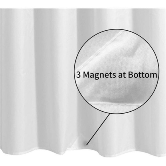 Waterproof Fabric Shower Curtain Liner with 3 Magnets - Soft Hotel Quality - Picture 8 of 8